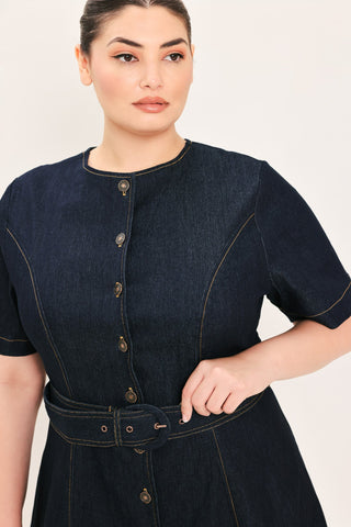 ROMANTIC DENIM WOVEN MIDI DRESS - Glamourous Grace