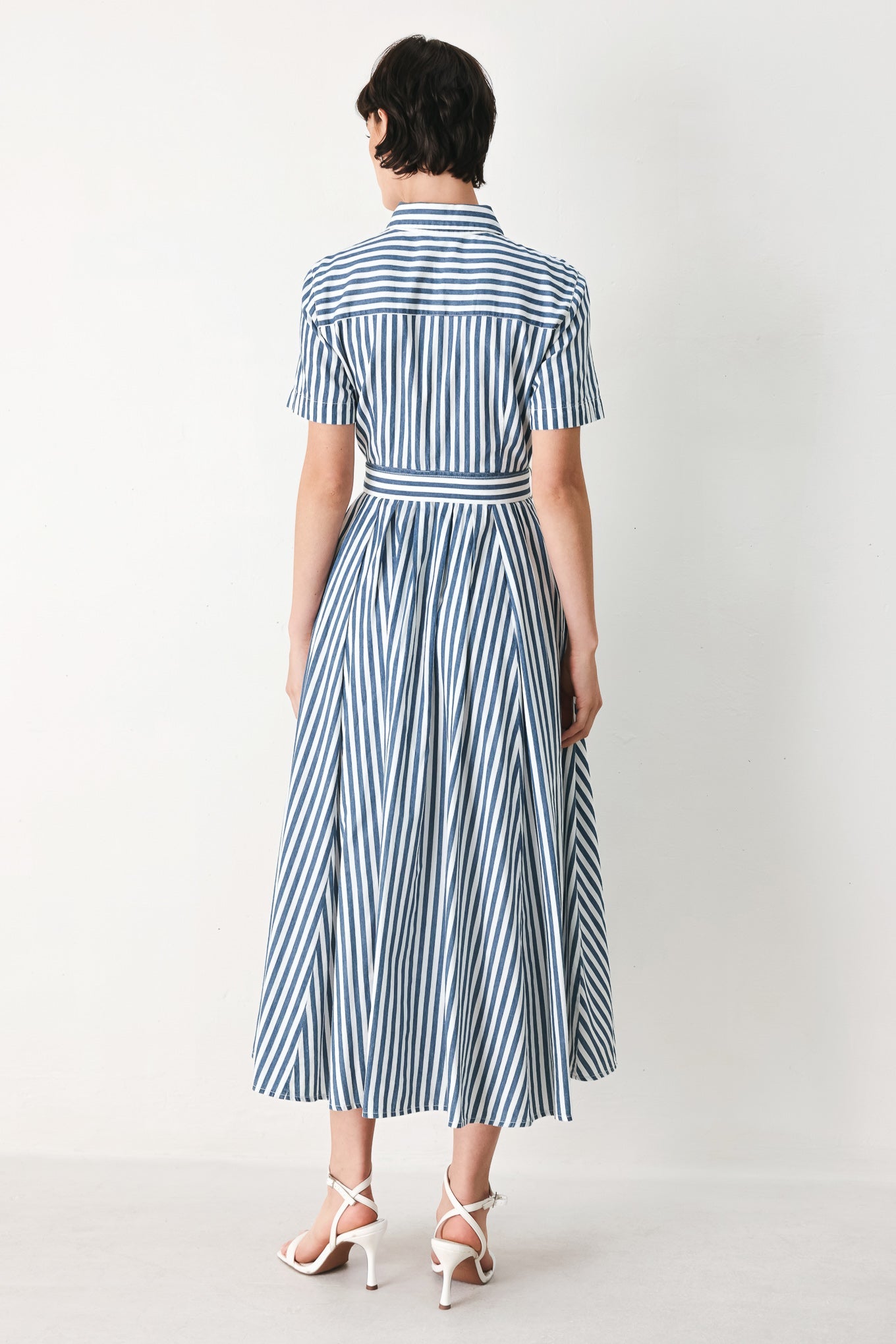 COASTAL MUSE STRIP WOVEN MIDI SHIRT DRESS - Glamourous Grace