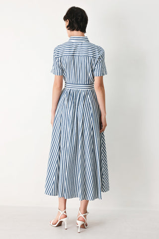 COASTAL MUSE STRIP WOVEN MIDI SHIRT DRESS - Glamourous Grace