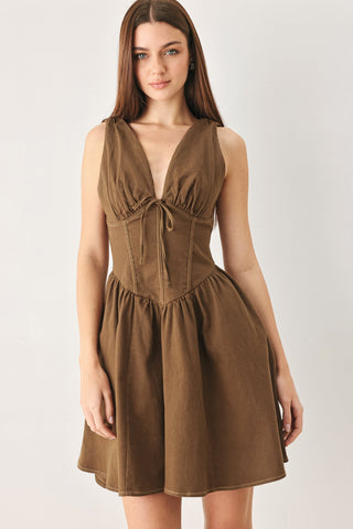 WALNUT ROMANCE WOVEN MINI DRESS - Glamourous Grace