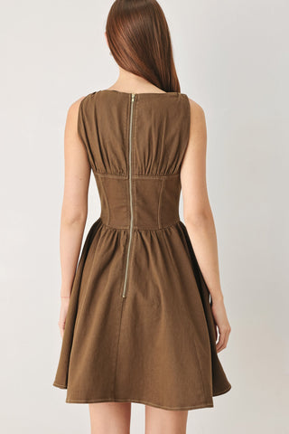 WALNUT ROMANCE WOVEN MINI DRESS