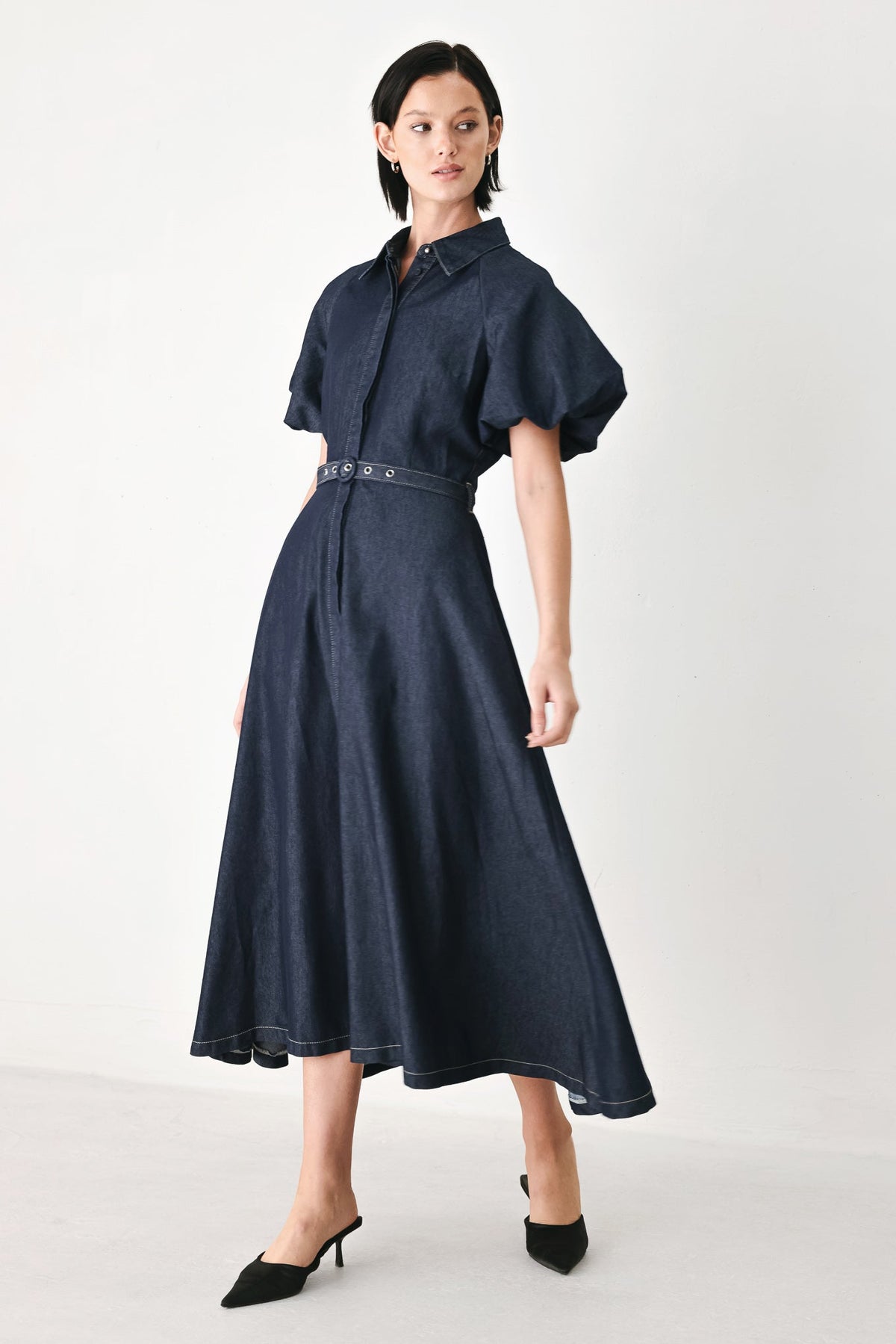 MIDNIGHT IN MANHATTAN DENIM MIDI DRESS - Glamourous Grace
