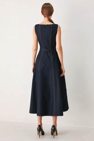 TAILORED STITCH DENIM MIDI DRESS