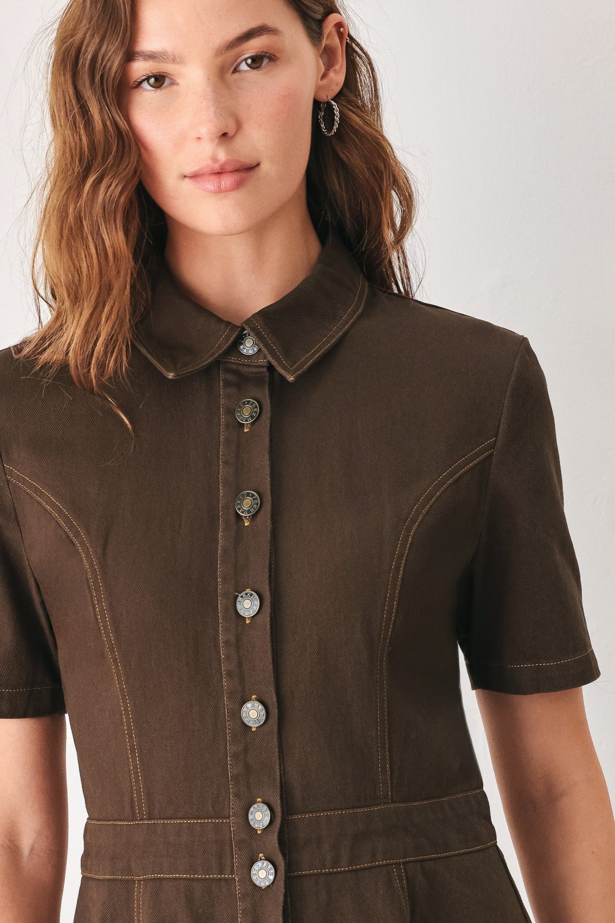 BARK BROWN VINTAGE WOVEN MIDI DRESS - Glamourous Grace
