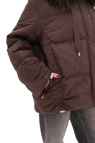Utah Genuine Fur Trim Down Fill Jacket in Fig