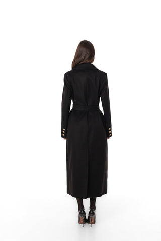 Vivian Tailored Cashmere Wool Coat in Black