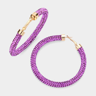 Bling Studded Hoop Earrings