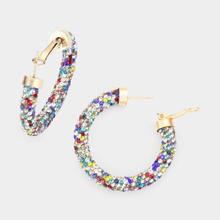 Bling Studded Hoop Earrings