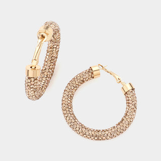 Bling Studded Hoop Earrings