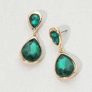 Teardrop Faceted Stone Drop Dangle Earrings