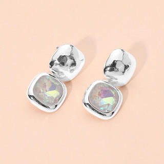 Geometric Square Stone Drop Earrings