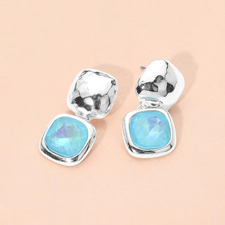 Geometric Square Stone Drop Earrings