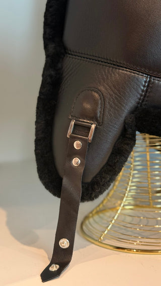 Genuine Leather Shearling Hat Unisex
