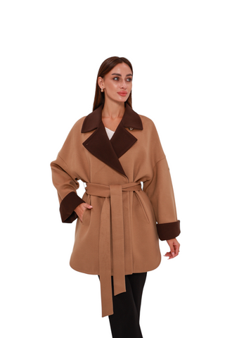 Sandro Cashmere Blend Overcoat in Camel