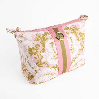Pink Damask Large Cosmetic Bag