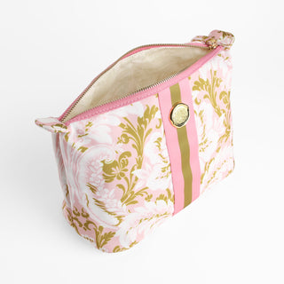 Pink Damask Large Cosmetic Bag