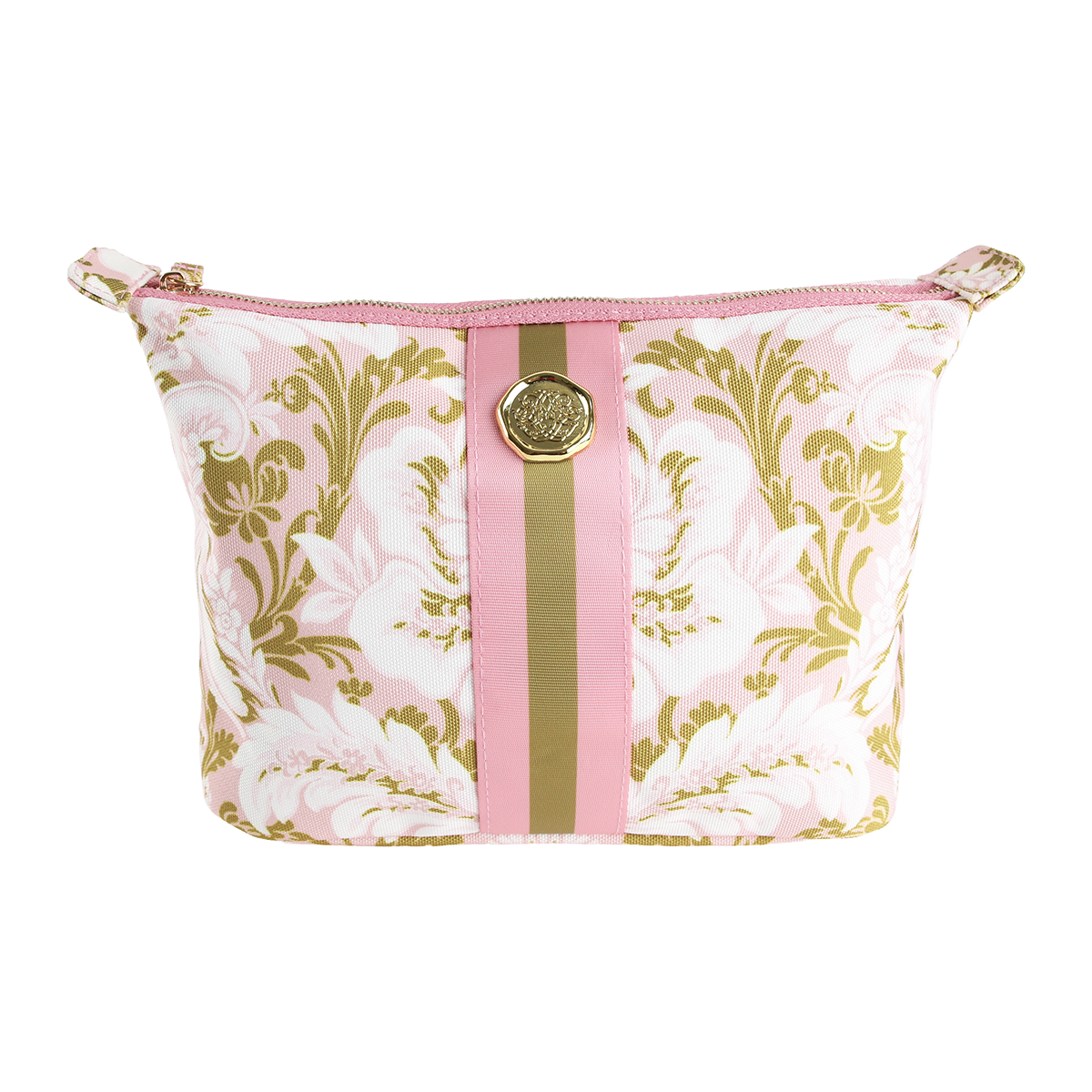 Pink Damask Large Cosmetic Bag