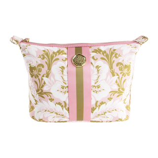 Pink Damask Large Cosmetic Bag