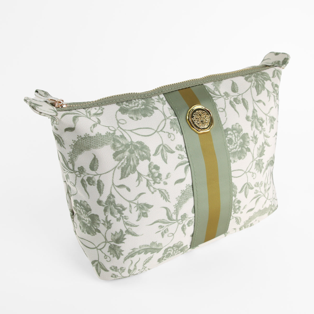 Green Climbing Rose Large Cosmetic Bag