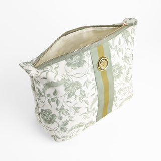 Green Climbing Rose Large Cosmetic Bag