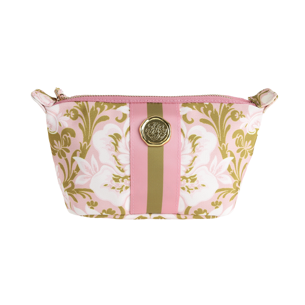 Pink Damask Small Cosmetic Bag