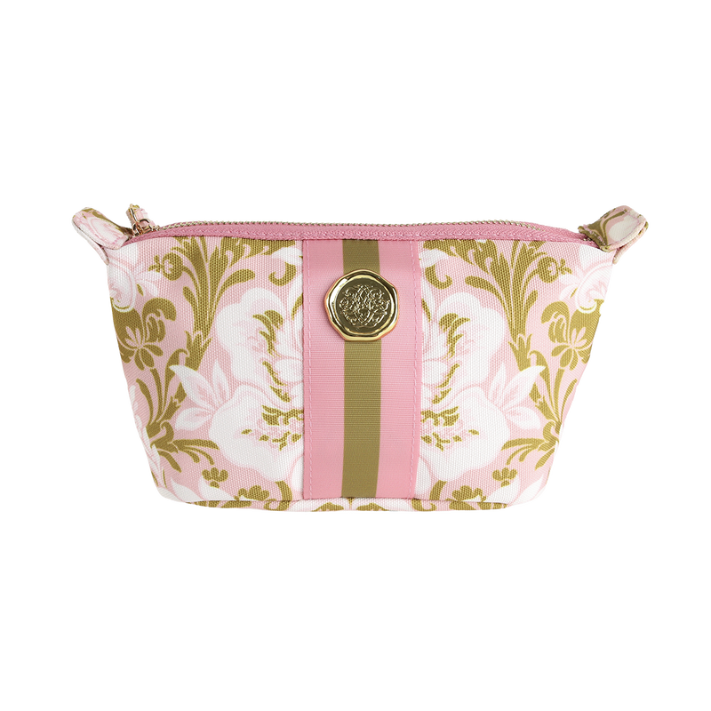 Pink Damask Small Cosmetic Bag