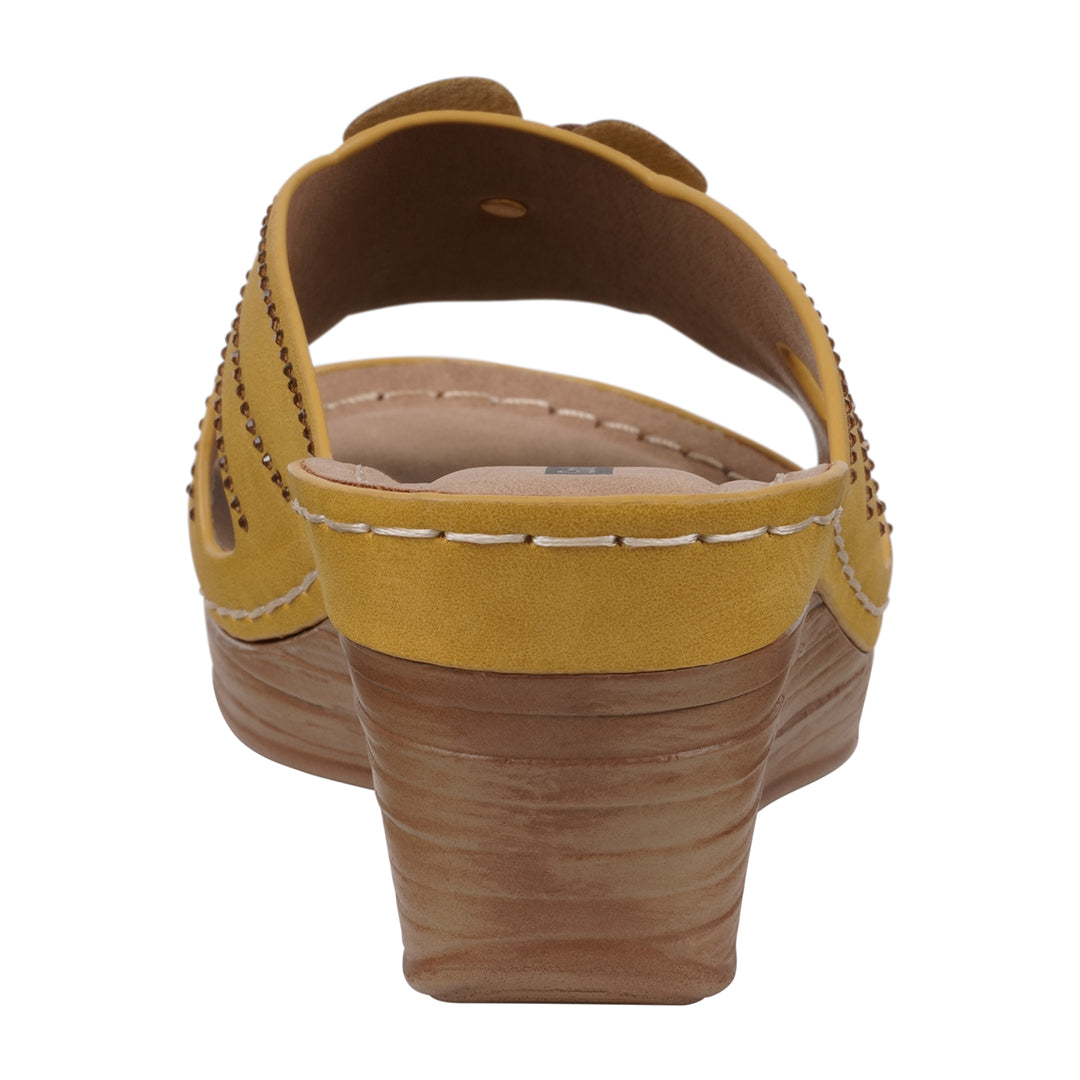 Women's Fiora Yellow Floral Wedge Sandals - Glamourous Grace