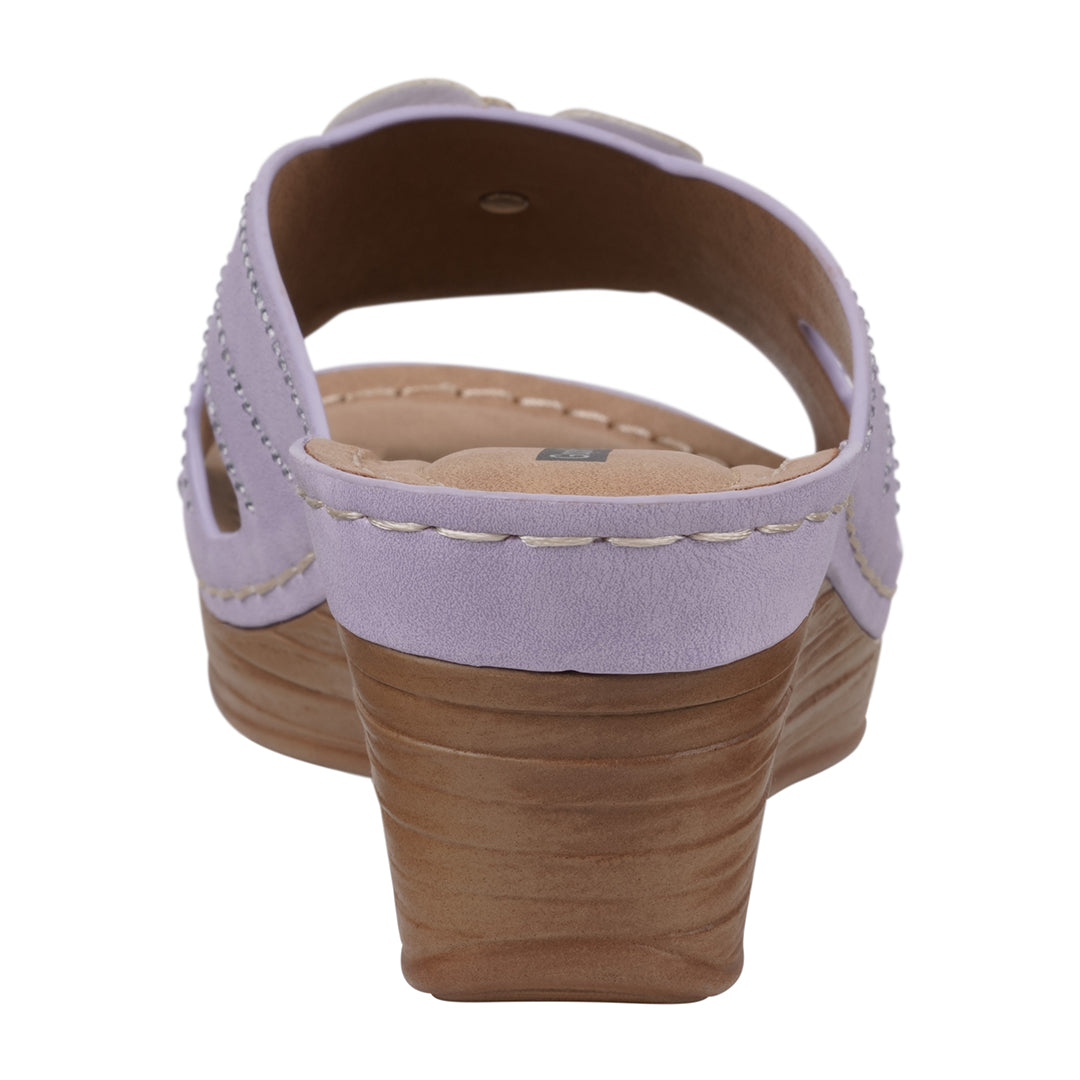 Women's Fiora Lilac Floral Wedge Sandals - Glamourous Grace