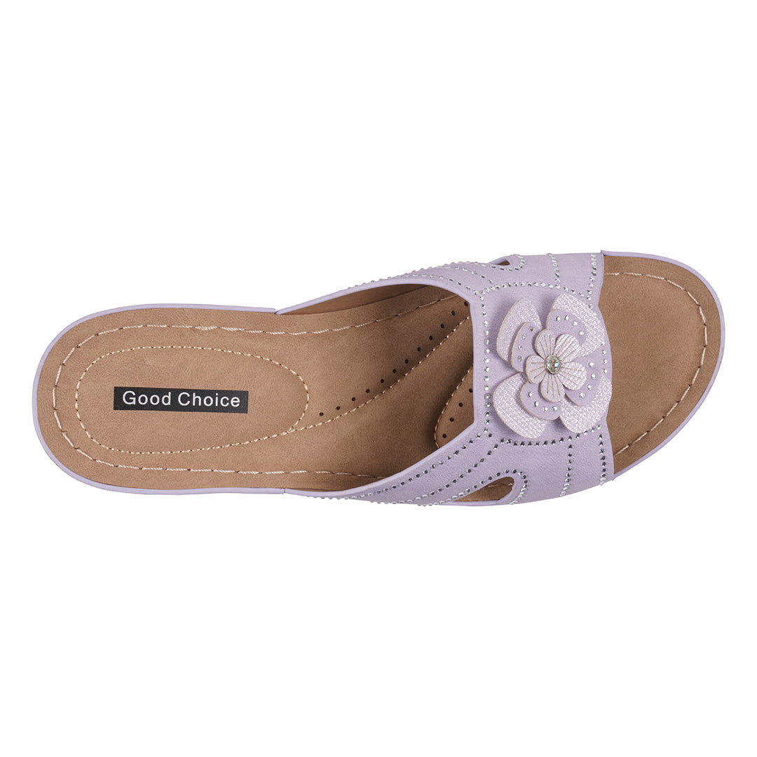 Women's Fiora Lilac Floral Wedge Sandals - Glamourous Grace