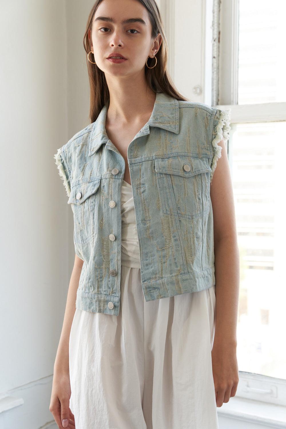 BLESSED LIFT DENIM VEST - Glamourous Grace