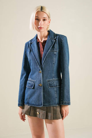 HOT TO GO DENIM BLAZER - Glamourous Grace