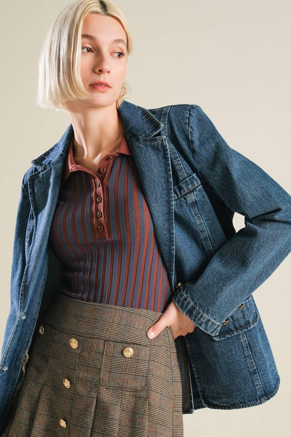 HOT TO GO DENIM BLAZER - Glamourous Grace