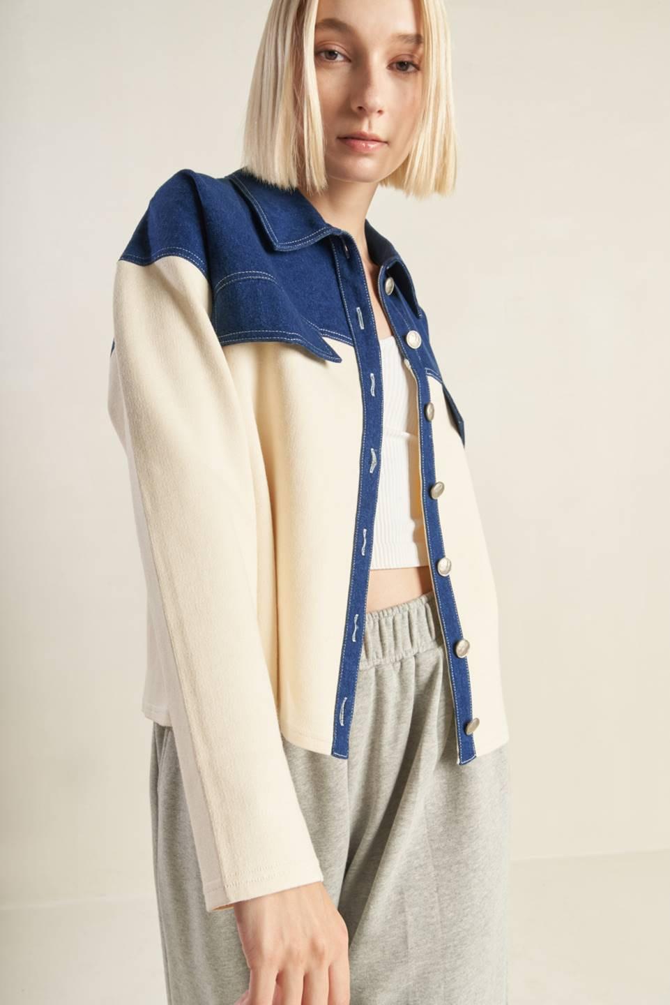 SWEET HARMONY DENIM COMBINATION JACKET - Glamourous Grace