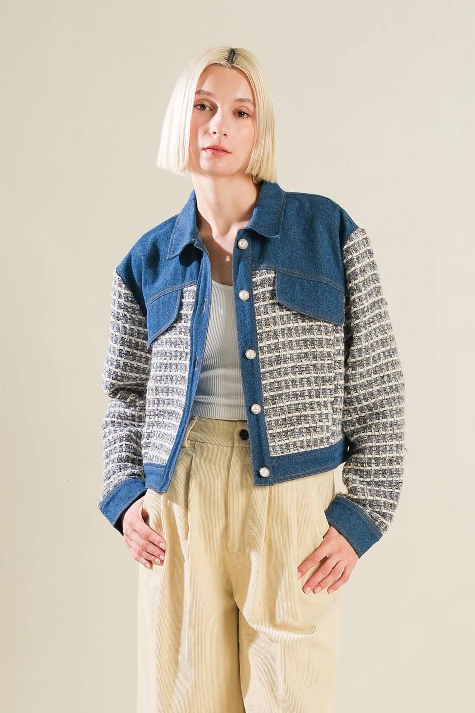 BETTER DAYS TWEED DENIM JACKET - Glamourous Grace