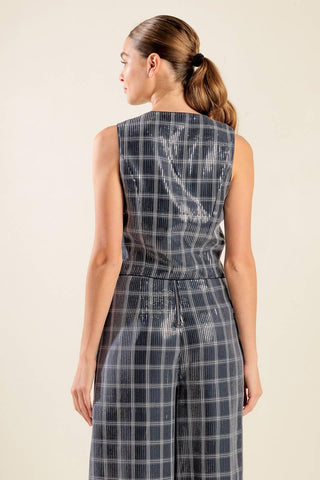 TRAVELING FAR NAVY SEQUIN VEST - Glamourous Grace