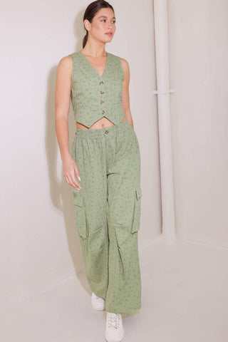 DRIFTING CURRENTS OLIVE WOVEN VEST