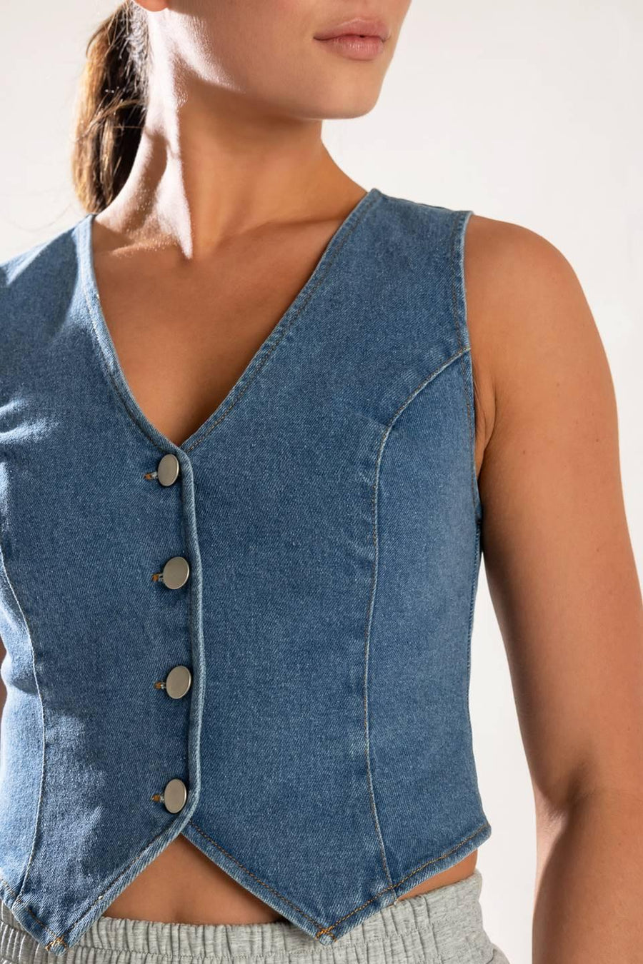 ISLAND DAYDREAMS DENIM VEST - Glamourous Grace