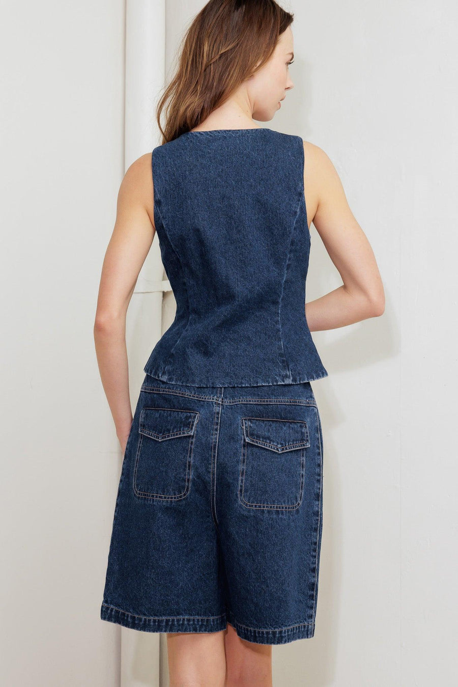 COFFEE PETAL DENIM VEST - Glamourous Grace