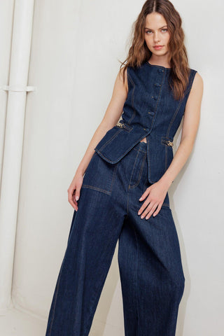 INDIGO ICON DENIM VEST - Glamourous Grace