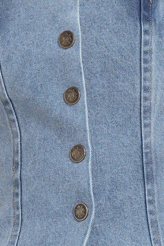 STITCHED SILHOUETTE DENIM TOP - Glamourous Grace