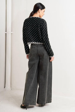 NOIR LINEAR SWEATER KNIT JACKET - Glamourous Grace