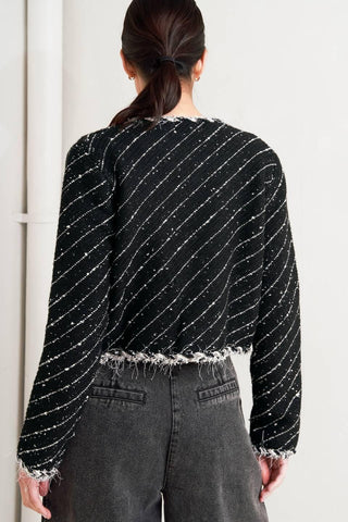 NOIR LINEAR SWEATER KNIT JACKET - Glamourous Grace
