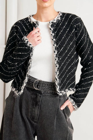 NOIR LINEAR SWEATER KNIT JACKET - Glamourous Grace