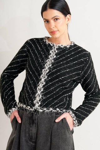 NOIR LINEAR SWEATER KNIT JACKET - Glamourous Grace