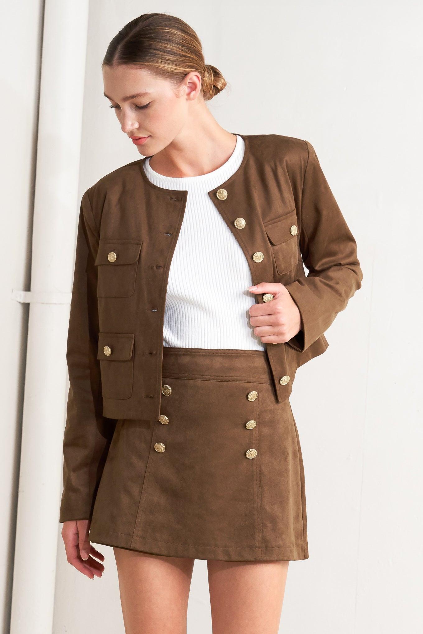HERITAGE UTILITY FAUX SUEDE JACKET - Glamourous Grace