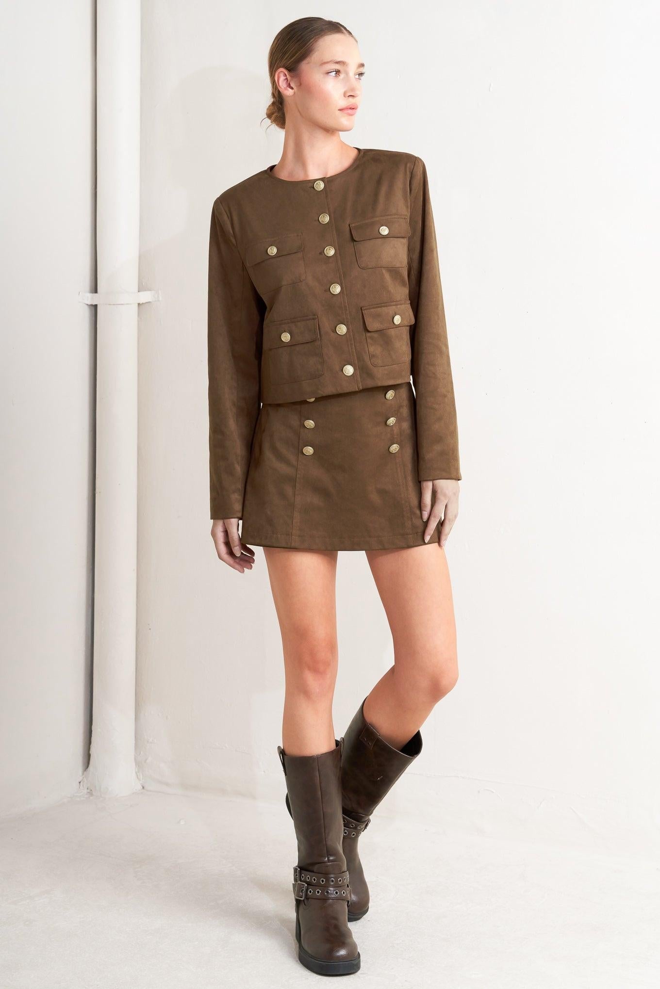 HERITAGE UTILITY FAUX SUEDE JACKET - Glamourous Grace