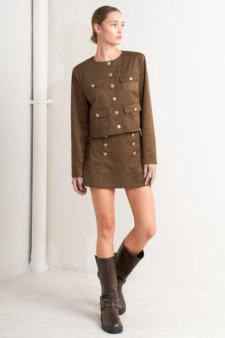 HERITAGE UTILITY FAUX SUEDE JACKET - Glamourous Grace