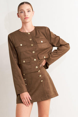 HERITAGE UTILITY FAUX SUEDE JACKET - Glamourous Grace