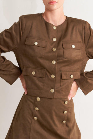 HERITAGE UTILITY FAUX SUEDE JACKET - Glamourous Grace