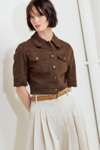 EFFORTLESS EDGE BROWN TWILL JACKET - Glamourous Grace
